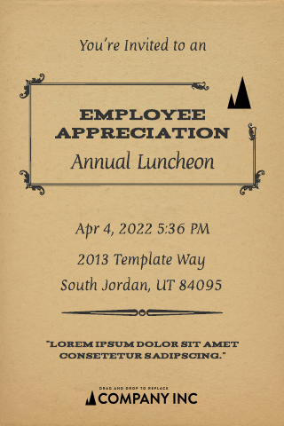 Craft Paper Stamp Luncheon Invitation Template