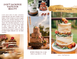 Gold and Maroon Wedding Cake Brochure Template