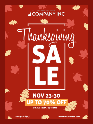 Falling Leaves Retail Thanksgiving Poster Template