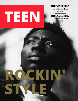 Bold Black and White Teen Magazine Cover Template 