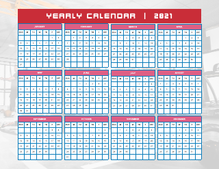 Red Pink Yearly Calendar for Fitness Template