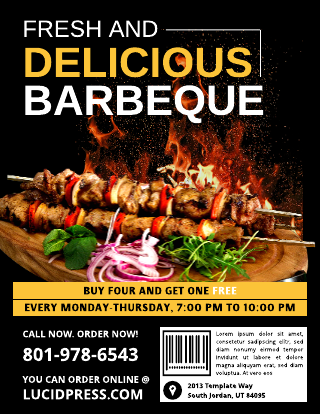 Yellow and Black Barbeque Restaurant Flyer Template