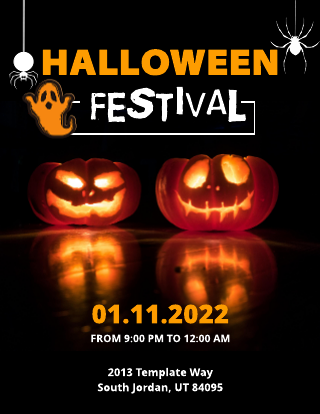 Halloween Festival Black Orange Flyer Template