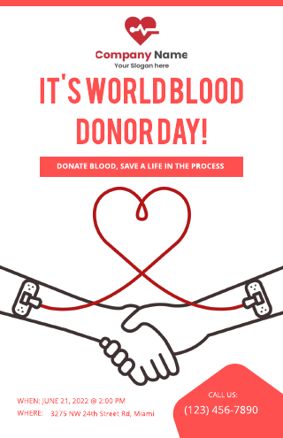 White Background Blood Donor Day Poster Template