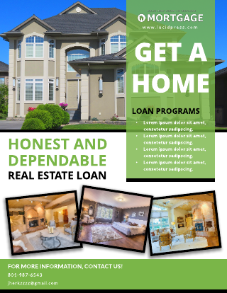Green Get A Home Mortgage Lenders Flyer Template