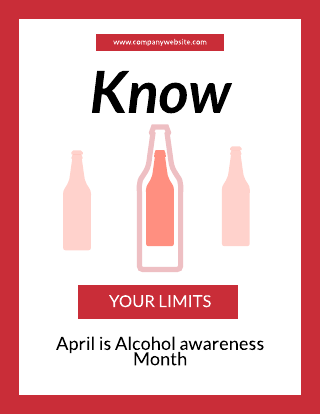 Red White Alcohol Awareness Month Poster Template