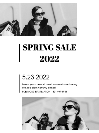 Black and White Spring Sale Poster Template