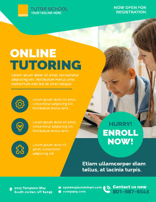 Green Yellow Learning Tutor Flyer Template