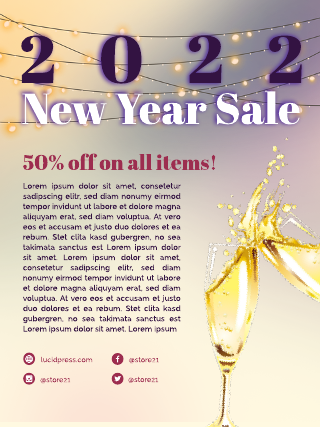 Champagne Glass New Year Holiday Retail Poster Template