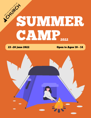 Orange Summer Camp Church Flyer Template
