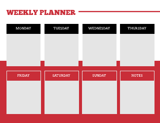 Red Black Weekly Planner Template