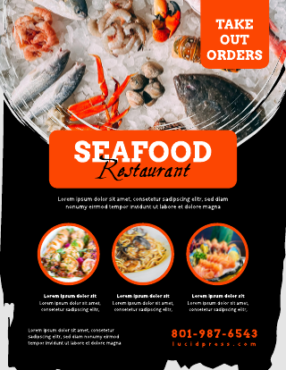Black Orange Seafood Takeout Menu Template