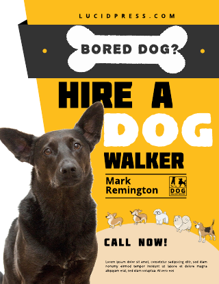 Bored Dog Yellow Dog Walking Flyer Template