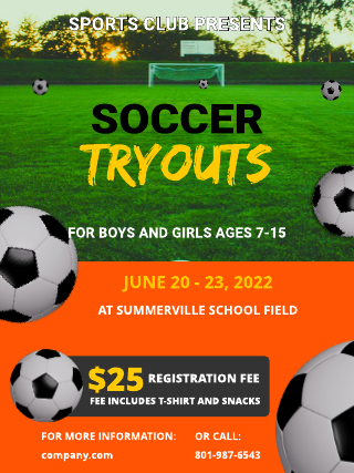 Sports Club Soccer Tryouts Poster Template