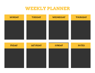 Black Yellow Minimal Weekly Planner Template