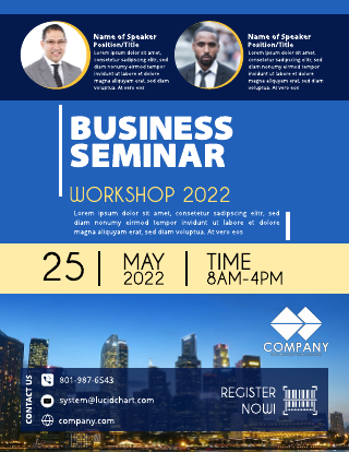 Blue Yellow Business Seminar Flyer Template
