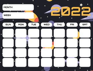 Space Illustrate Weekly Calendar Template