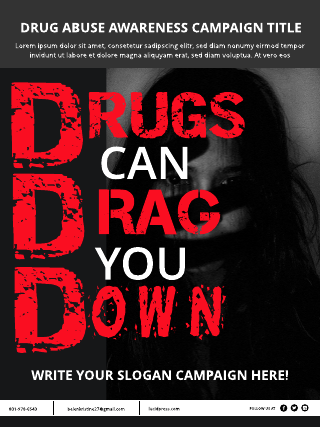 Black Red Drug Abuse Awareness Poster Template