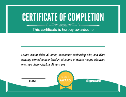 Wavy and Square Green Certificate of Completion