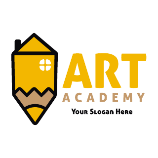 Yellow Orange Brown Art Academy Logo Template