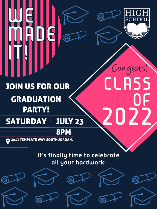 Pink & Blue Graduation Poster